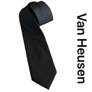 Van Heusen Black  and Silver 100% Polyester Neck Tie
